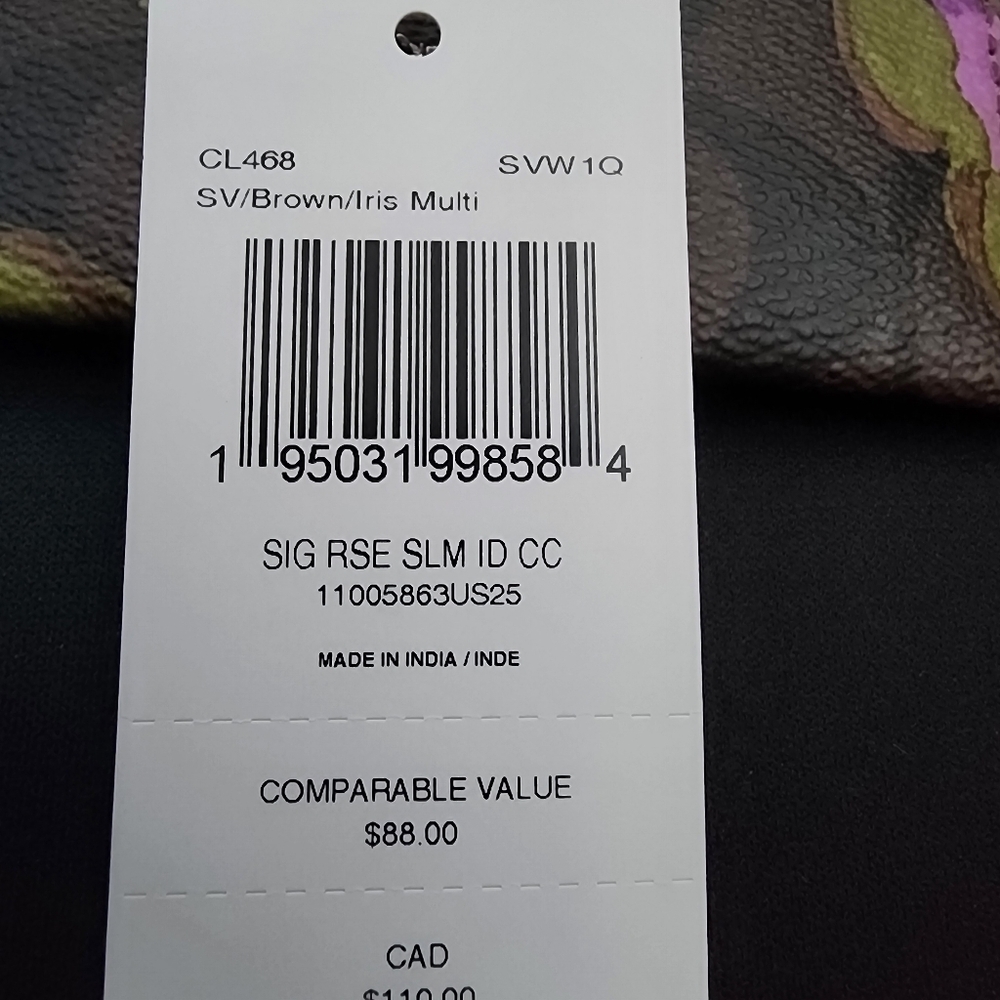 NWT Coach Signature Raised Slim Id Cardholder Iris - Picture 8 of 8